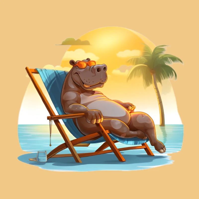 Bronzer Hippo sur la plage dans une chaise longue