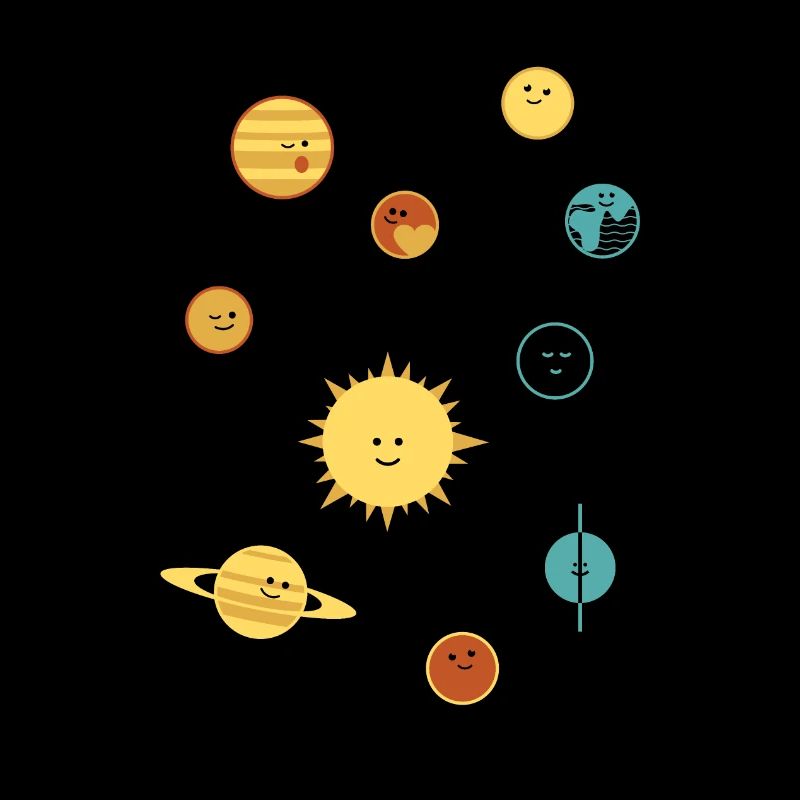 Cute Planets plus Pluto! 4 colours for dark backgr