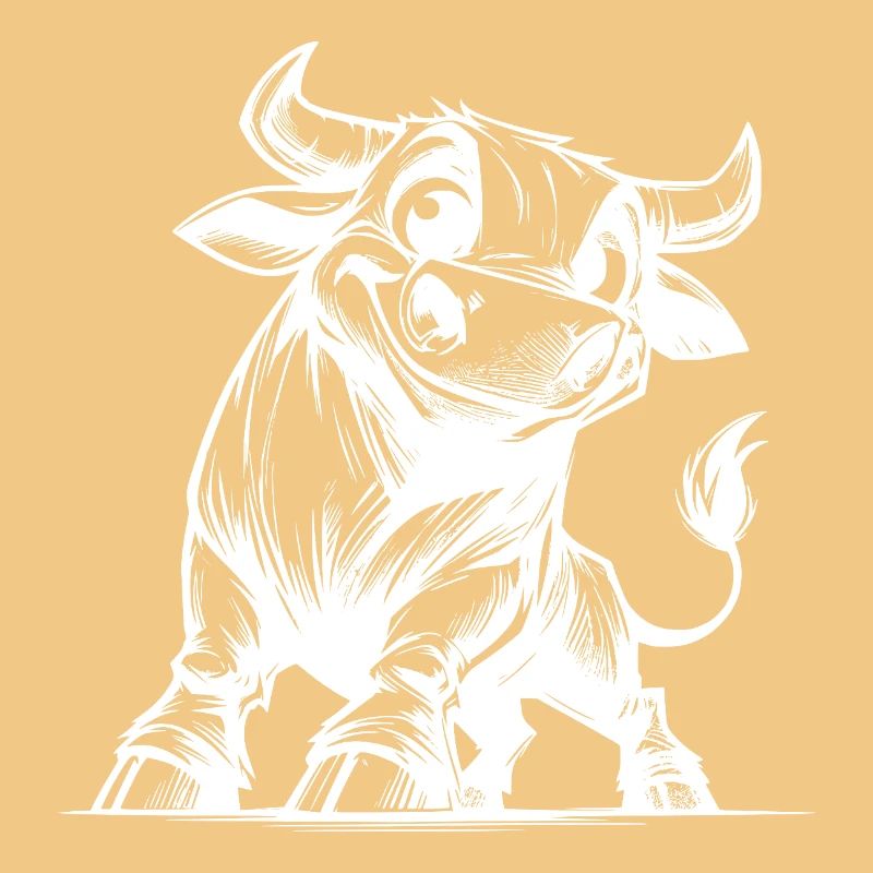 Dessin de taureau au crayon avec des cornes géantes