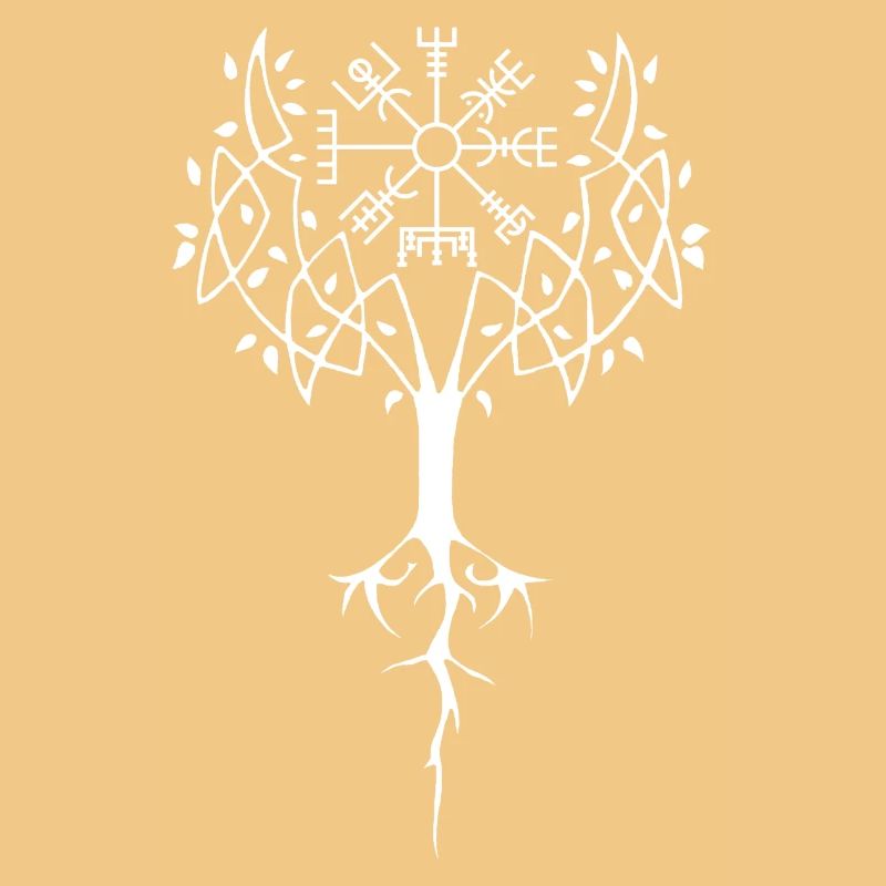 Weißer Baum des Lebens und Wikingerkompass