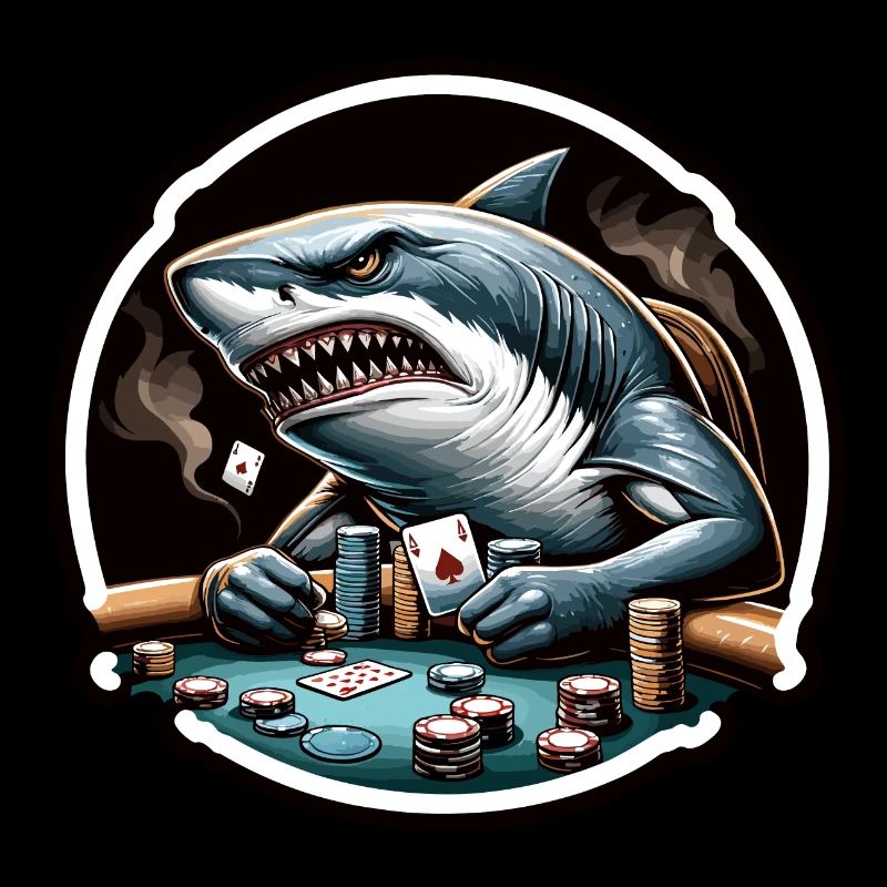 An aggressive shark playing poker.