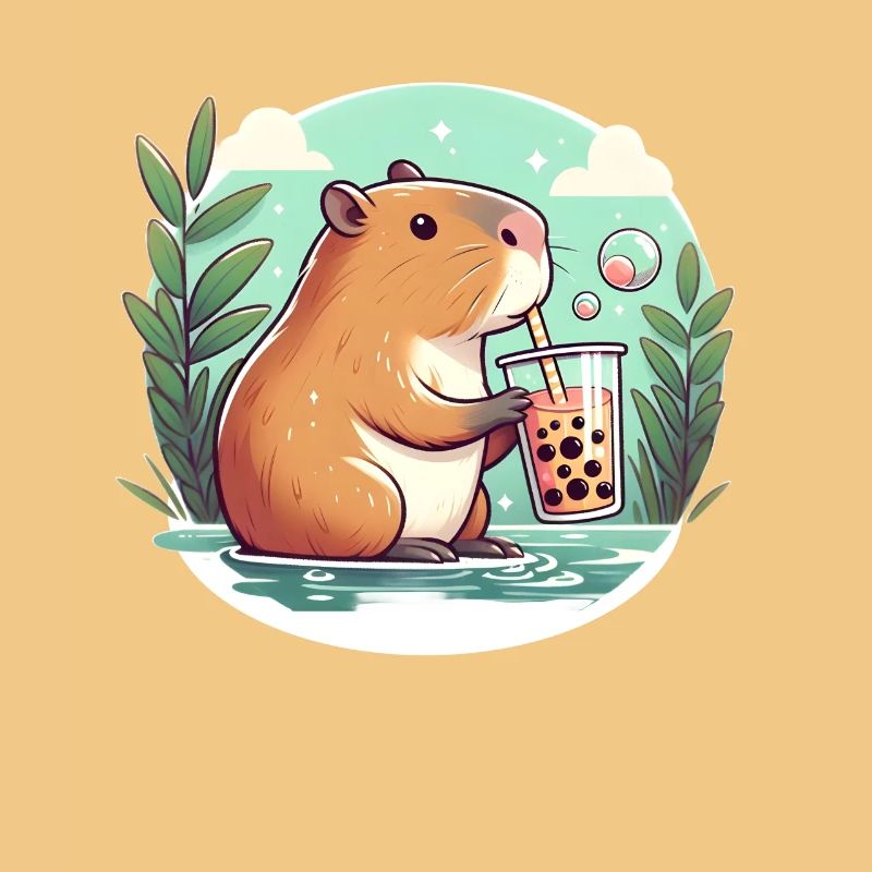 Capybara genießt Bubble Tea