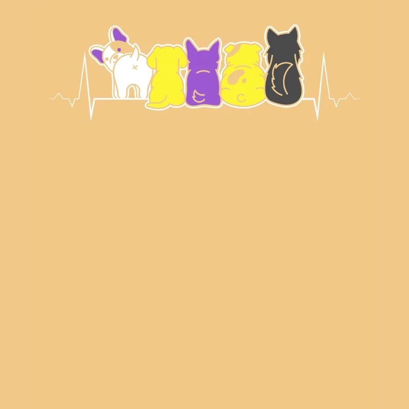 Nonbinary Pride Cute Cat Heartbeat LGBTQ+