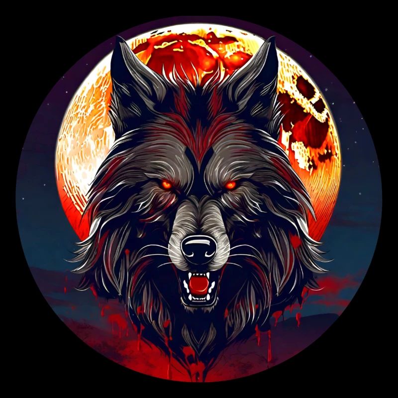 Horror werewolf with red glowing eyes