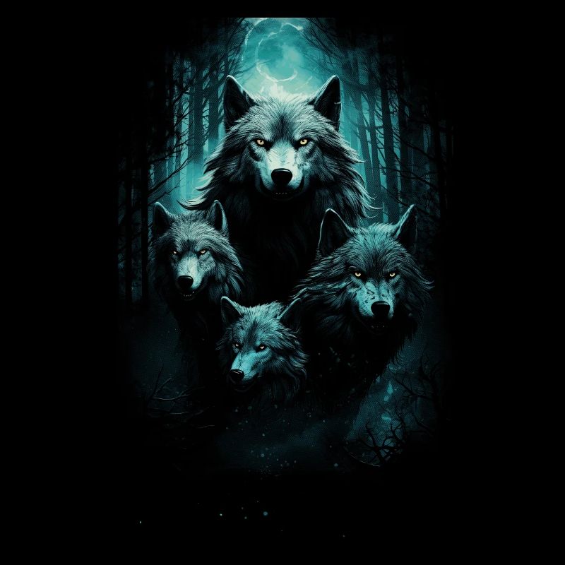 Fantasy Wolves Wolf Moonlight Illustration