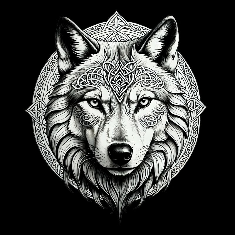 Wolf mit keltischem Knoten 01