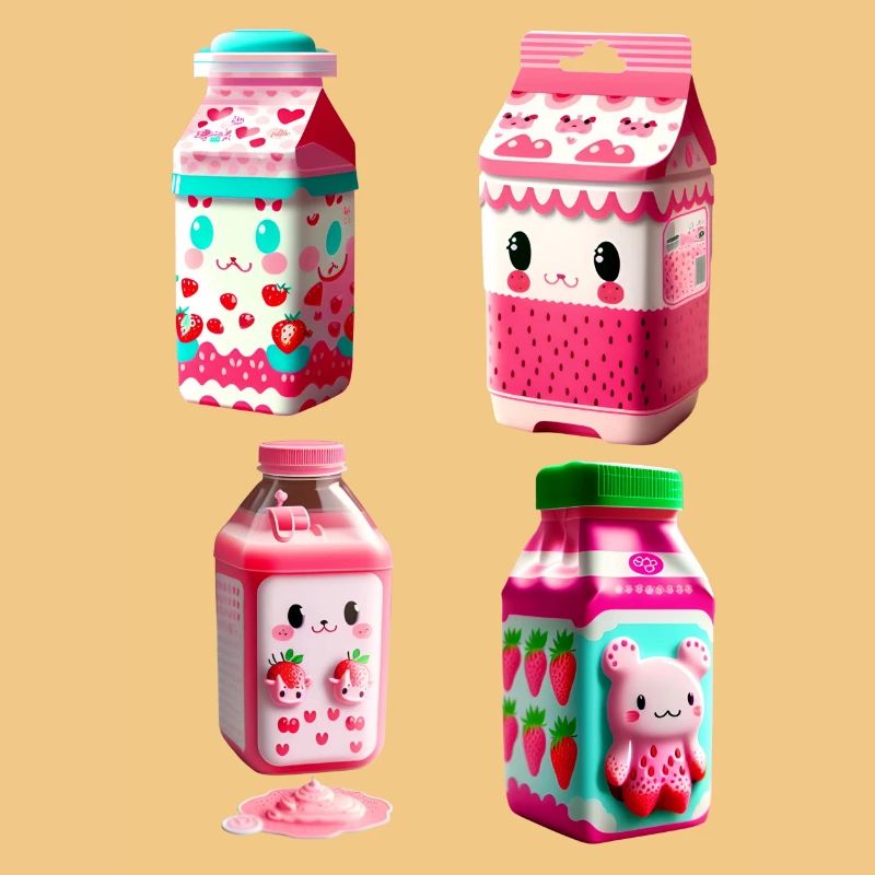 Kawaii Erdbeermilch Karton - lecker!