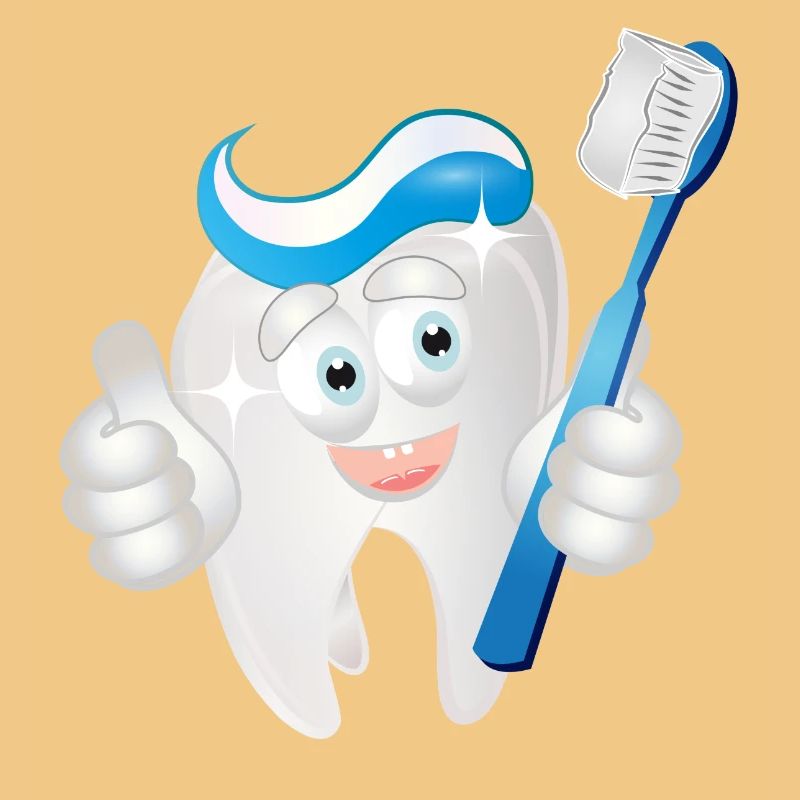 radiant white tooth with toothpaste as a comic