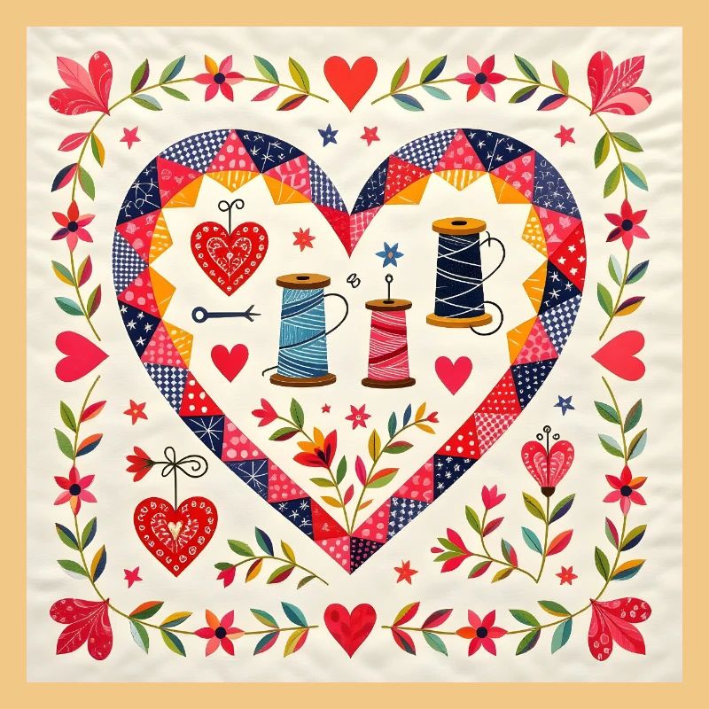 Patchwork Herz mit Garnen