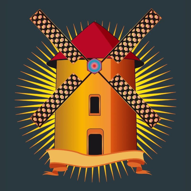 moulin à vent doré avec un fond brillant