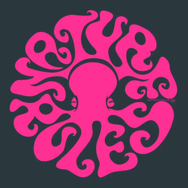 NATURE RULES! Psychedelic Octopus Sixties Magenta