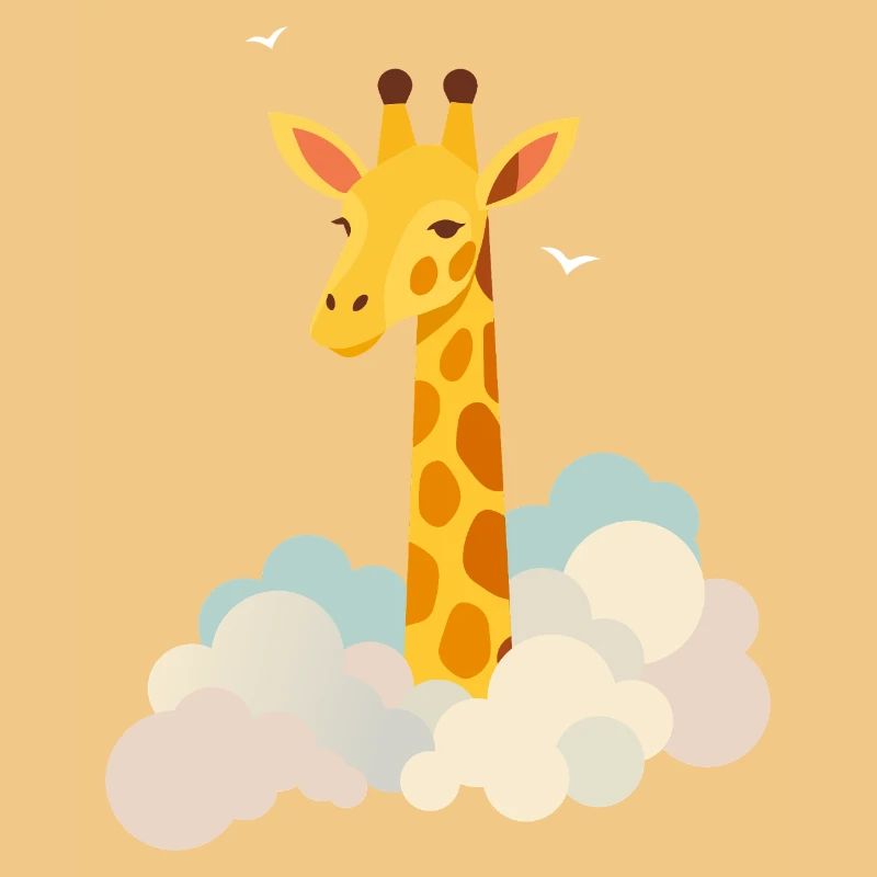 Sanfte Giraffe über den Wolken – Traumhaftes Motiv