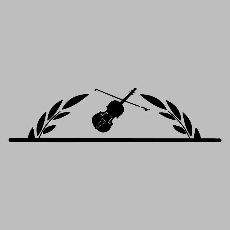 Violin in half laurel wreath