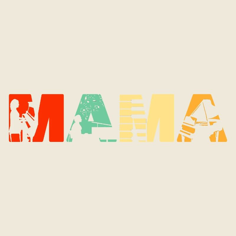 Mama Pianistin Musikerin Mutter Retro Vintage
