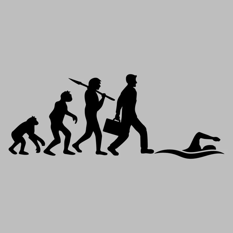 evolution entwicklung geboren zum schwimmen logo s