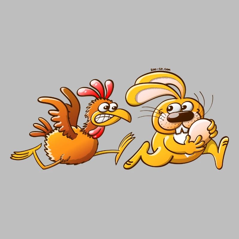 Easter Bunny Stealing an Egg from a Furious Hen