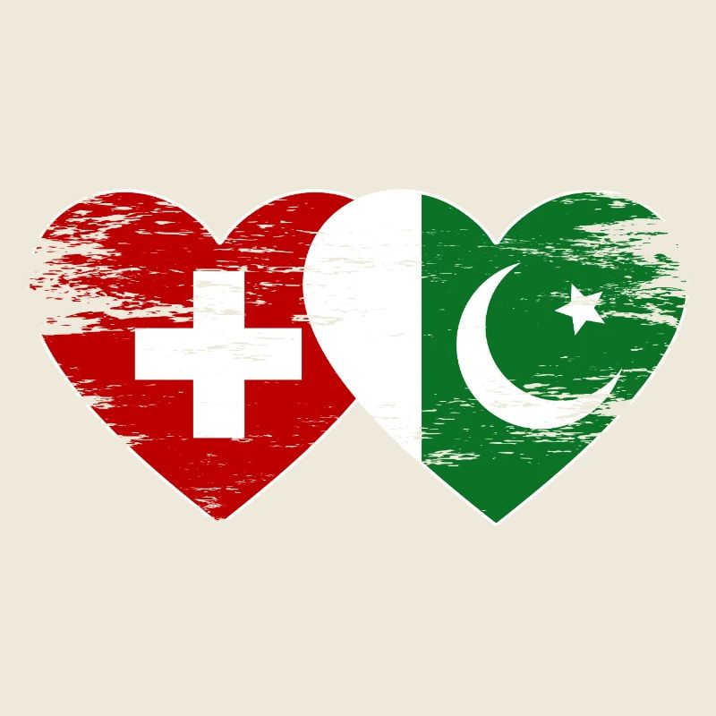 Drapeau de la Suisse Pakistan coeur utilisé