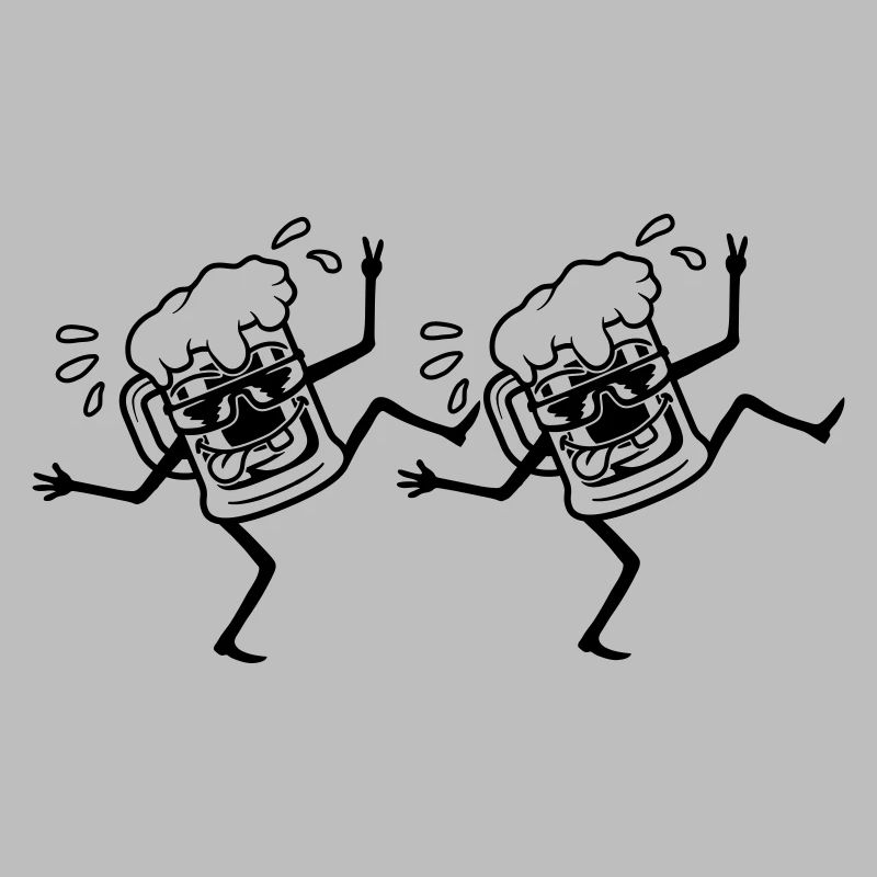 Team dancing party beers