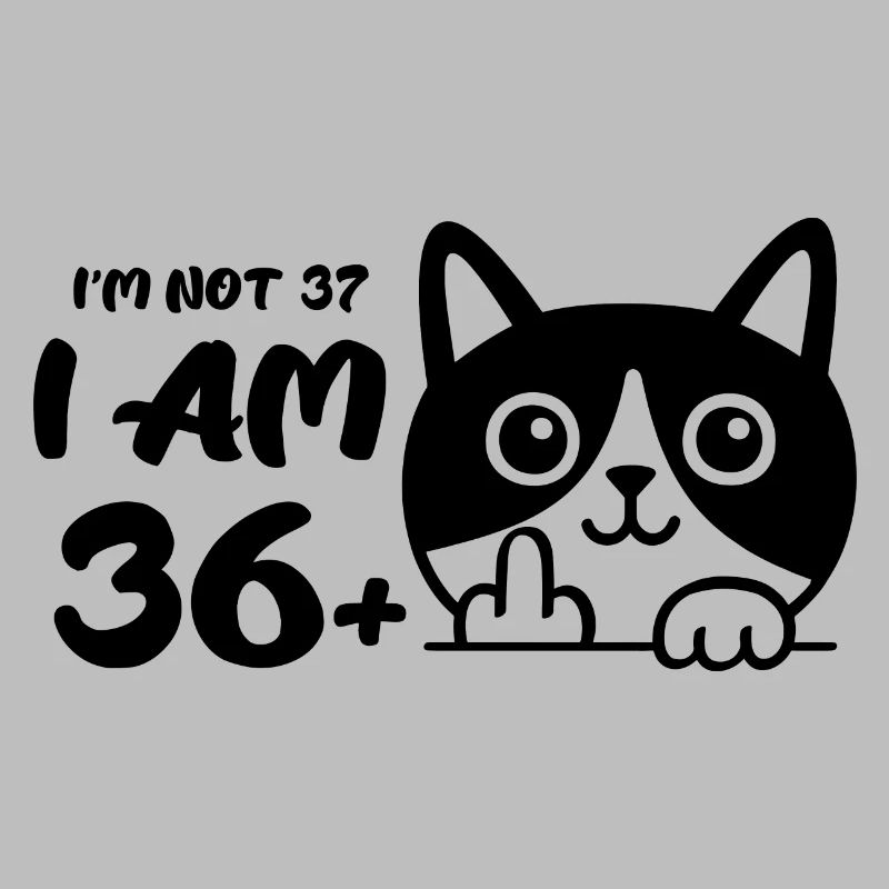 I'm Not 37, I Am 36 Plus 1 Middle Finger Cat Flip