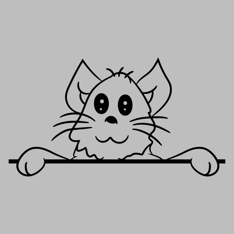 Jolie petite chatte jetant un coup d’œil caché derrière le mur
