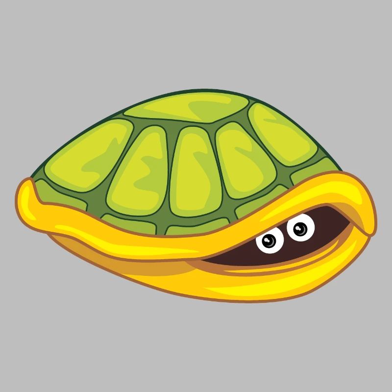 Funny scared turtle hide