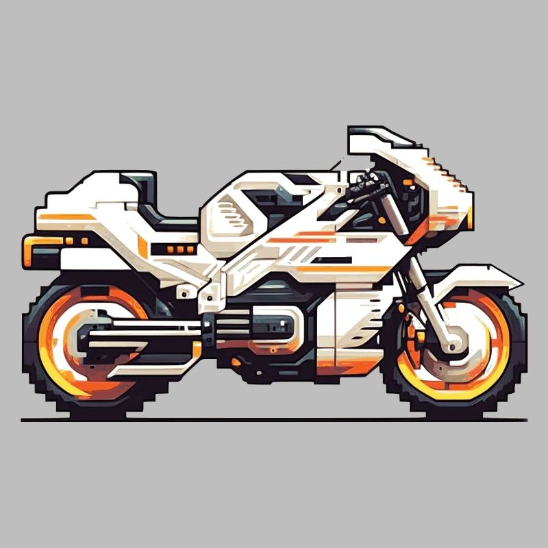 8 bit motorcycle racing machine as vector graphics