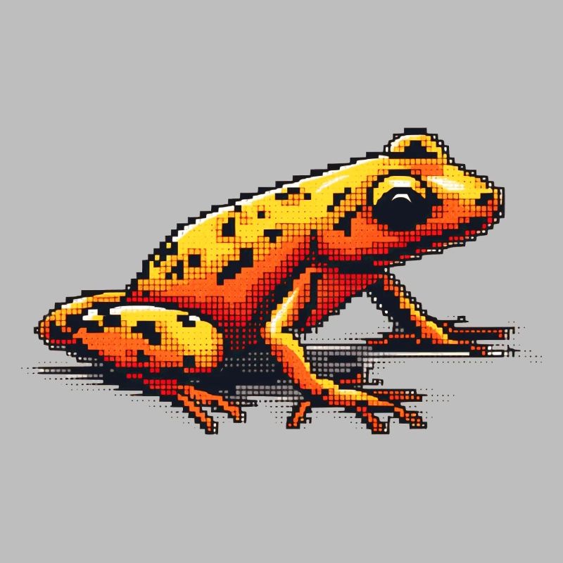 Poison dart frog in colorful retro 8 bit pixel graphics