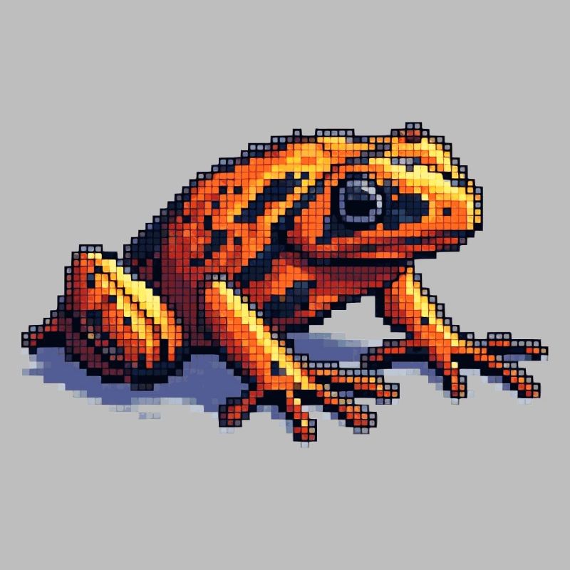 Poison dart frog in cool retro pixel graphics