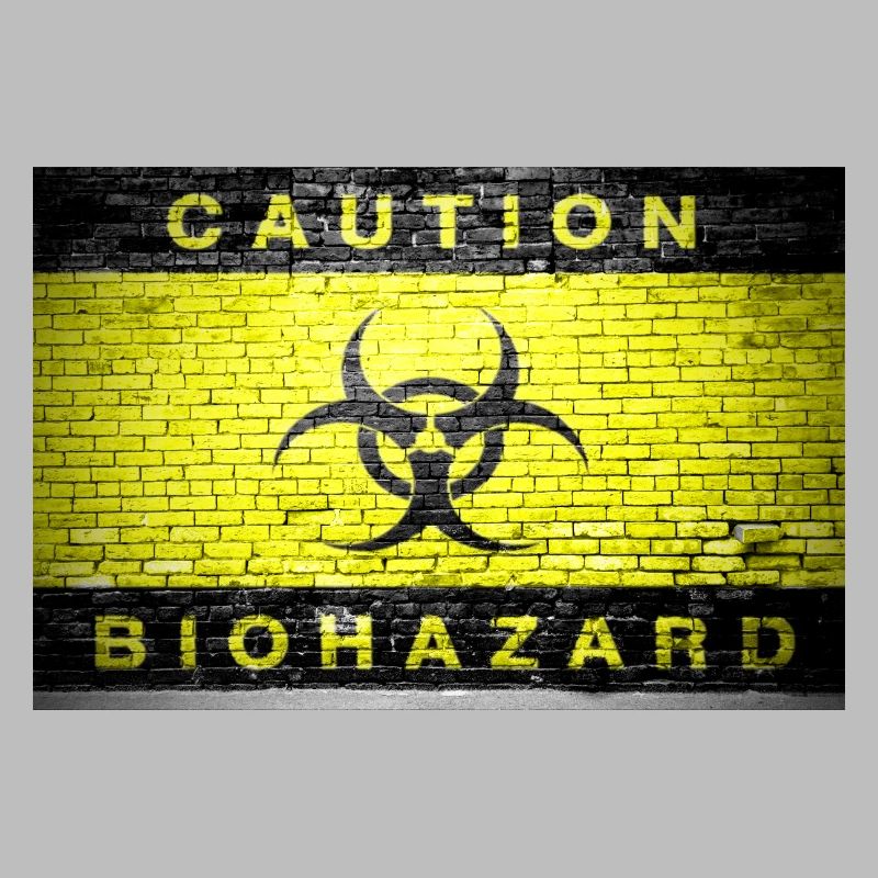 Attention Biohazard brique mur affiche