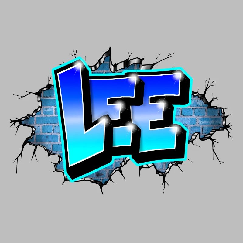 Graffiti LEE Blue Brick Cracks