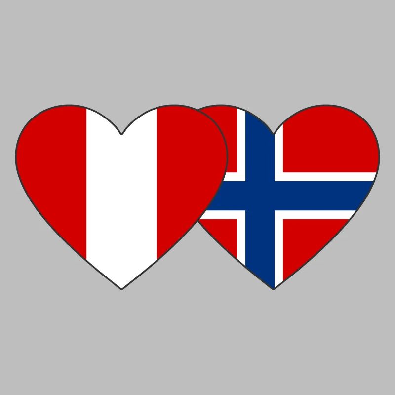 Peru Norway Heart Flag
