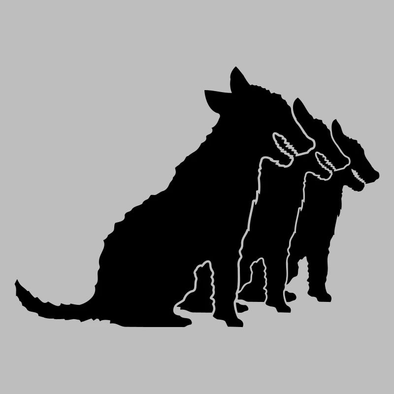 3 chiens assis équipe équipage trois amis silhouette