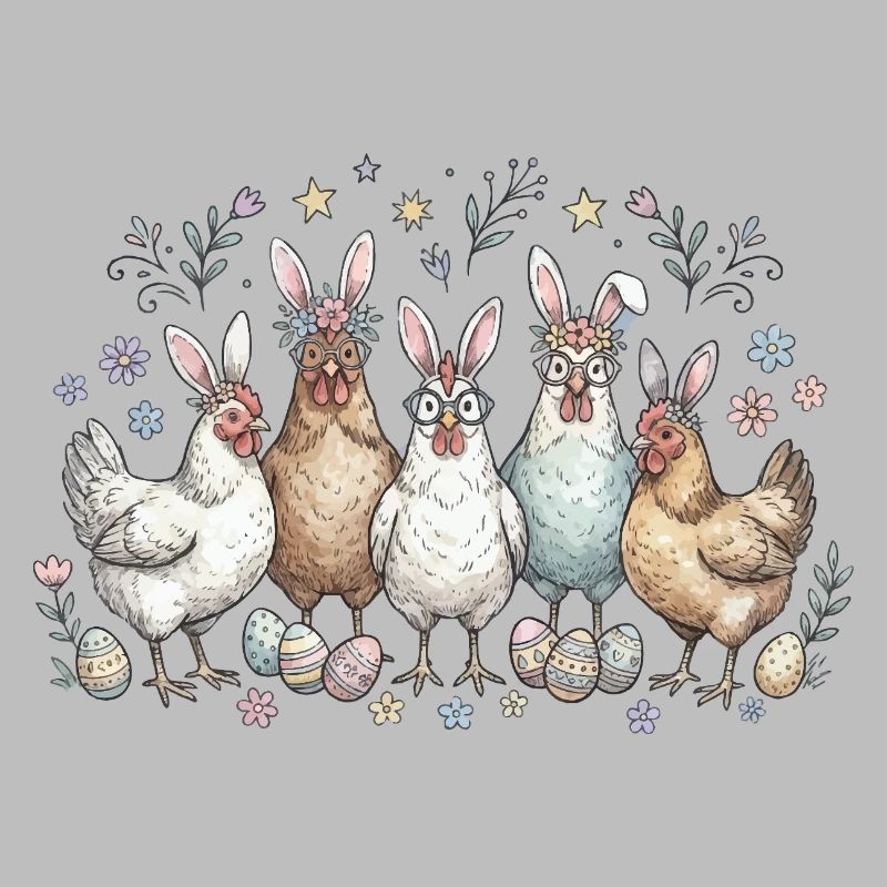 Bande de lapins de Pâques avec des œufs