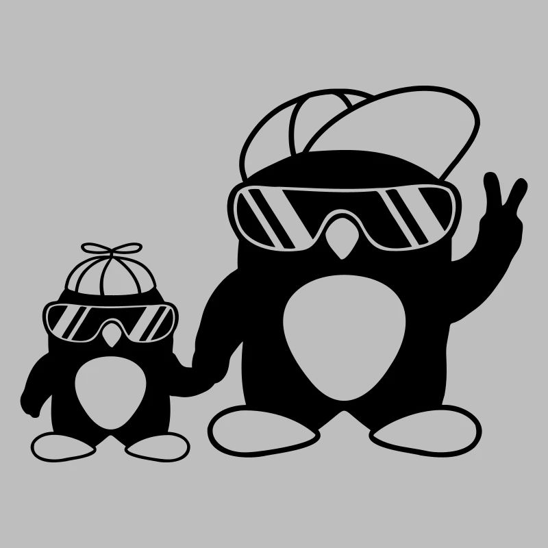 Papa Kind coole Pinguine
