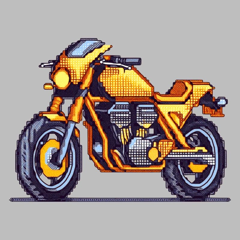 16-bit retro motorcycle in vintage pixel look