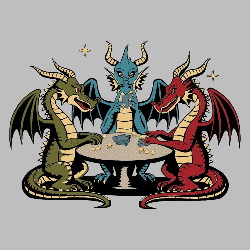 Dragons playing cards