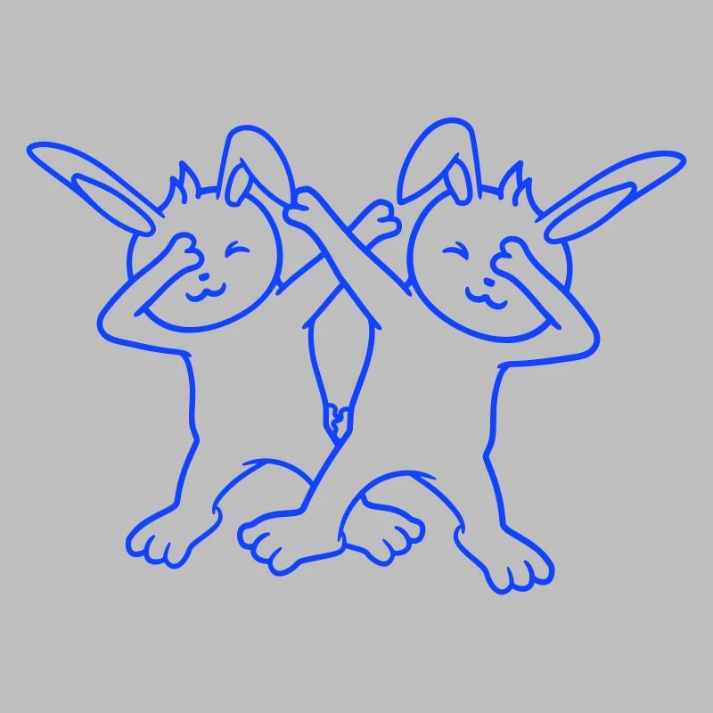 2 lapins Dabbing Dab Danse Pose Danse Soirée Célébrations