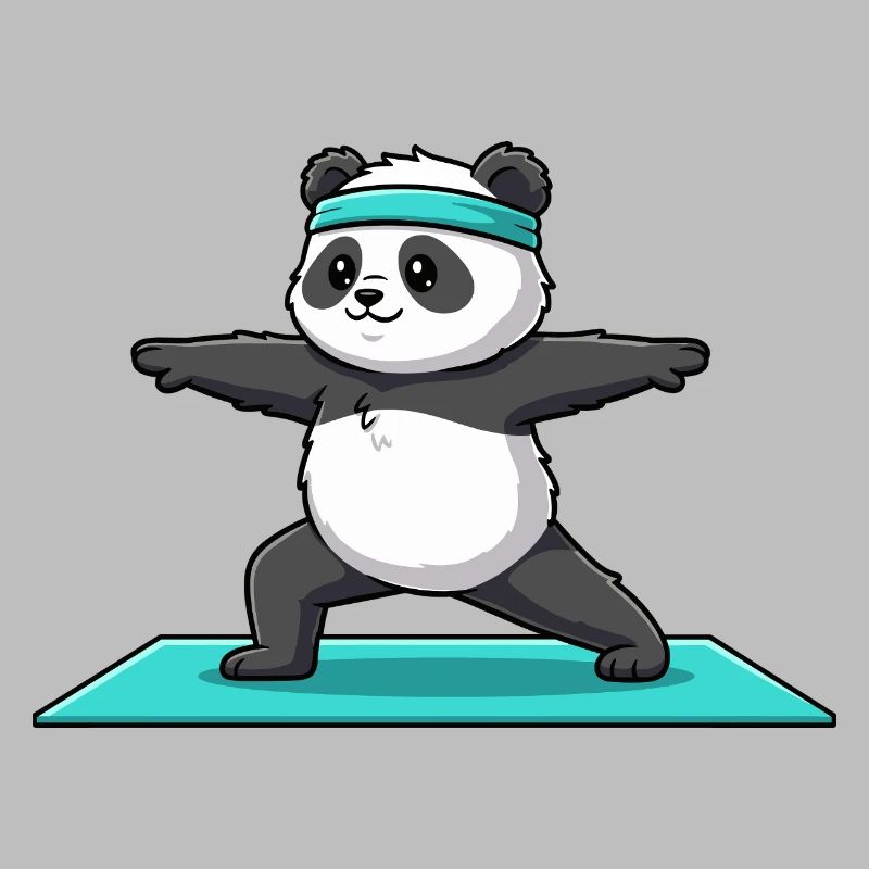 Yoga Panda Bear Doing Warrior Pose