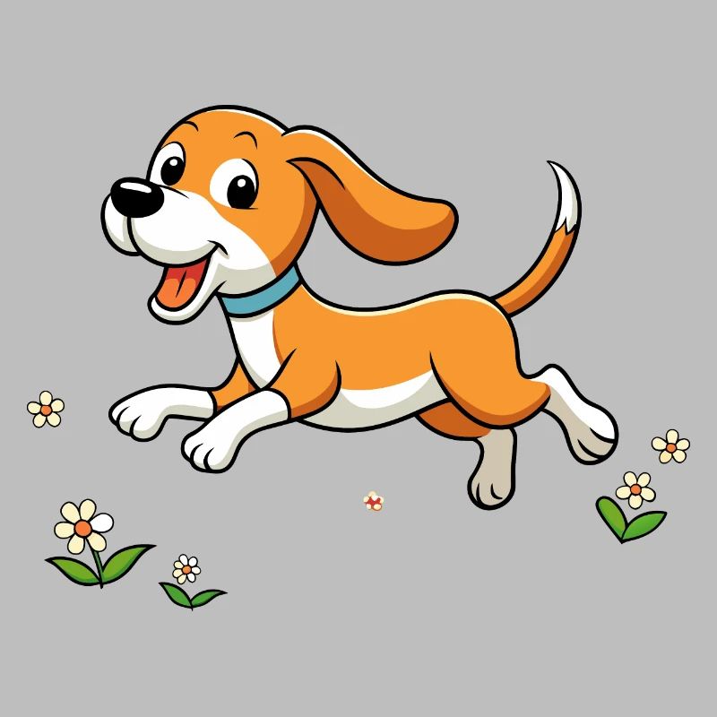 Beagle joyeux courant dans le champ