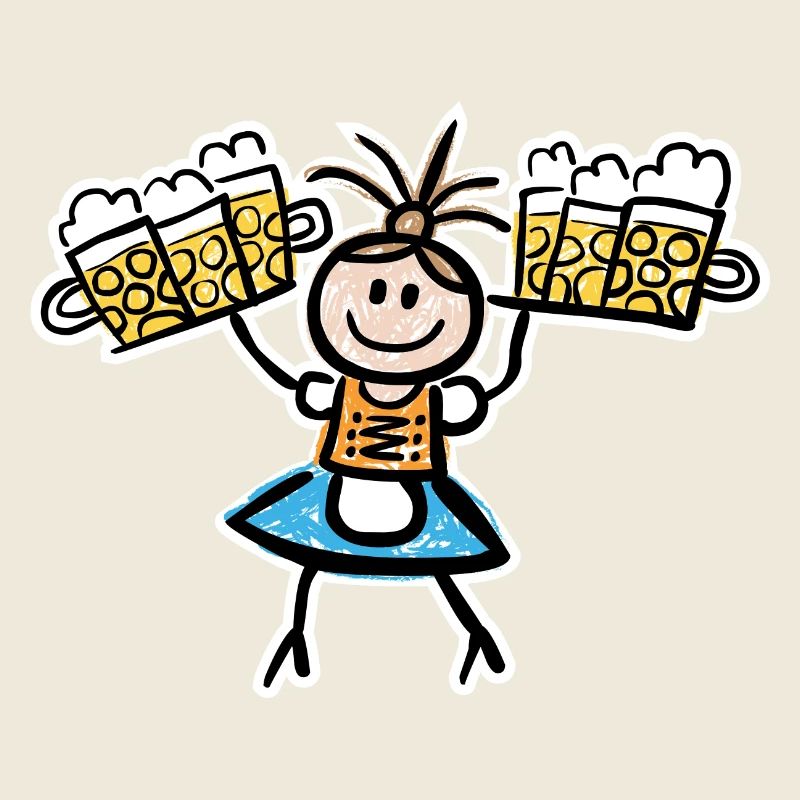 Kellnerin im Dirndl mit Biertablett