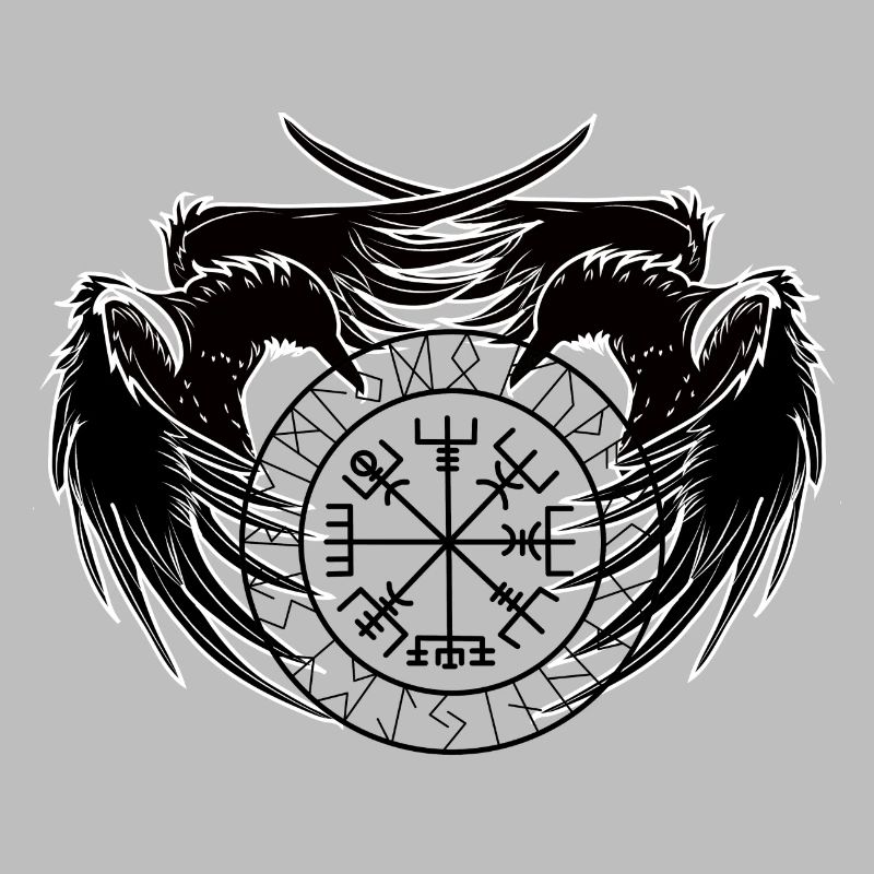 Nordic wolves in the runic circle