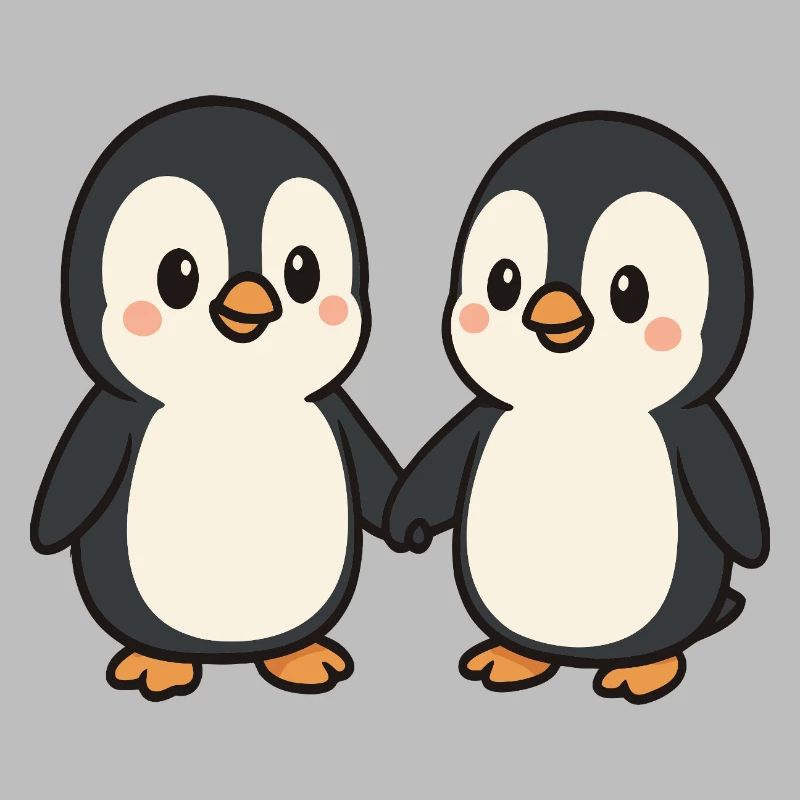 Zwei Pinguine Händchenhaltend