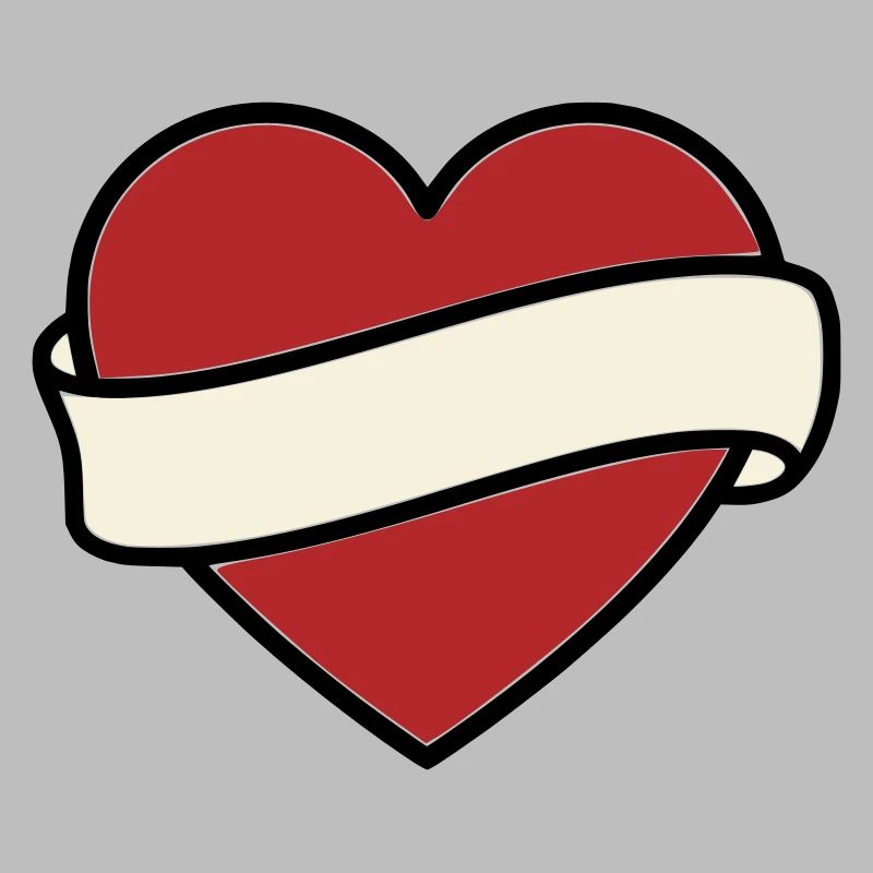 Tattoo Heart Banner Scroll Vector