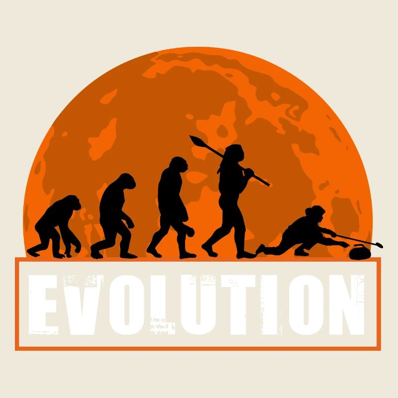 Curling Evolution Silhouette Winter Sport Humor