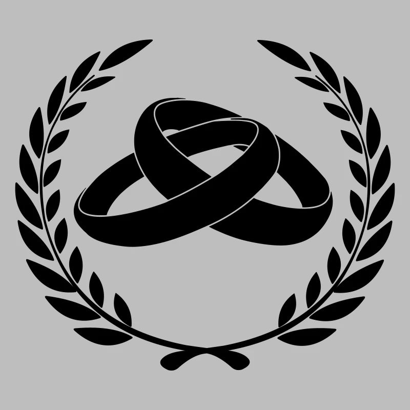 Wedding rings in laurel wreath