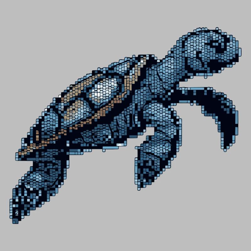 Rétro 8 bits Tortue de mer Nage