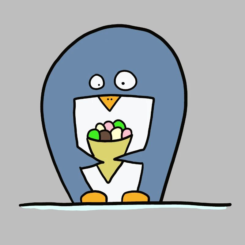 Pinguin mit Eiscreme