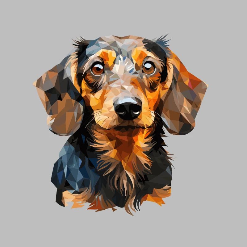 Teckel à poil dur dans la conception polygonale