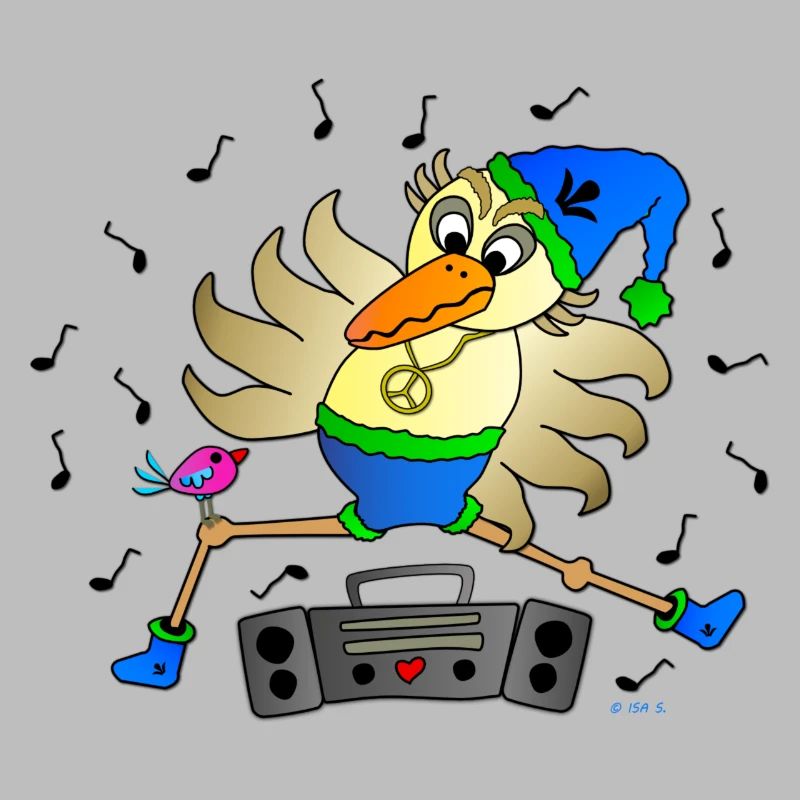 Weird Bird Dancer with Ghetto Blaster Fun Comic