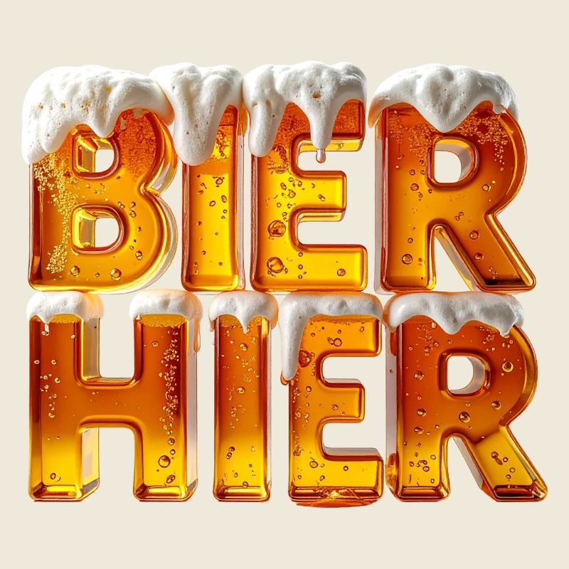 Bière? Ici! – Lettres de verre à bière 3D avec mousse